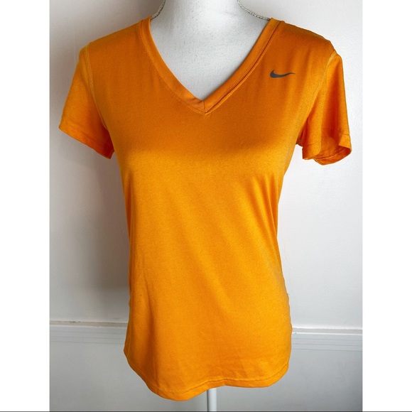 Nike • Orange V Neck Dri Fit Short Sleeve Shirt